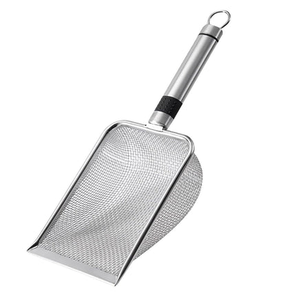 Stainless Steel Cat Litter Shovel - Mesh Shovel with Small Holes, Fine Mesh Sand Scoop for Litter Box Cleaning, Feces Screening Shovel, 10cm Deep for Easy Waste Separation, Comfortable Handle.