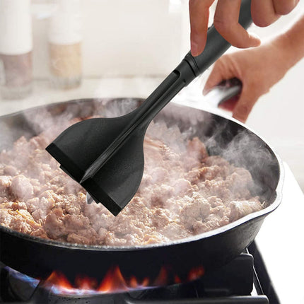 Manual Hamburger Meat Chopper Stirrer - Long Handle Chopper for Mixing Cutting, Egg Salad, Mashed Potato Red, Heat Resistant Meat Masher for Ground Beef, Hamburger Meat, Kitchen Tool black.