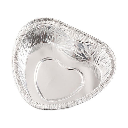 20-Pack Heart-Shaped Aluminum Foil Pans - Disposable Baking Cups for Egg Cooking, Air Fryer Use, Perfect for Parties and Catering C.