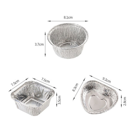20-Pack Heart-Shaped Aluminum Foil Pans - Disposable Baking Cups for Egg Cooking, Air Fryer Use, Perfect for Parties and Catering C.