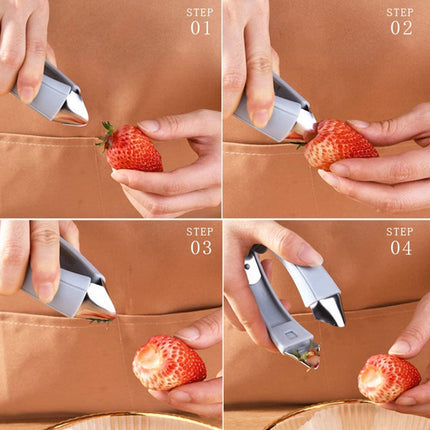 Pineapple Eye Remover Tool, Multifunctional Pineapple Corer and Slicer, Stainless Steel Cutter Strawberry Stem Remover Quickly Cut and Remove Tweezers Kitchen Tools Gray.