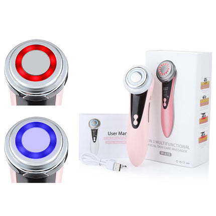 Face Massager Electric Face Lifting 4 in 1 Facial Massager Anti Aging Skin Tightening Firming Skin Care Tools,USB Rechargeable Red Blue Light Thermal Massage Beauty Device 400mah 3.7V/0.6A.