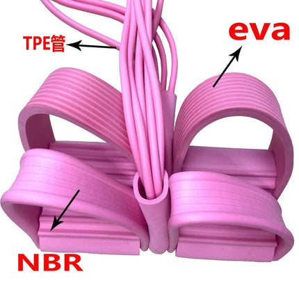 21 Fitness Resistance Bands-4 Tube Pedal Ankle Puller - Sit up Leg Stretch Rope Exercise Bands with Handles, Stretching Workout Fitness Bands for Arm Weights Exercise Equipment Black.