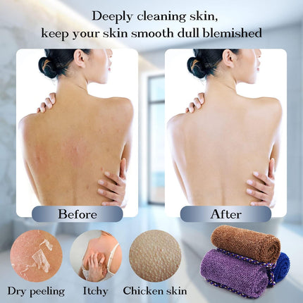 3 Pieces African Net Sponge with Handles Long African Exfoliating Net Washcloth Bath Sponge Net Cloth Wash Net Body Back Scrubber for Shower Loofah, 31.5x5.9 31.5" x 5.9" Blue*1 Brown*1 ruple*1.