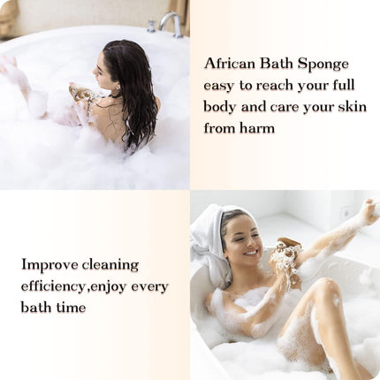 3 Pieces African Net Sponge with Handles Long African Exfoliating Net Washcloth Bath Sponge Net Cloth Wash Net Body Back Scrubber for Shower Loofah, 31.5x5.9 31.5" x 5.9" Blue*1 Brown*1 ruple*1.
