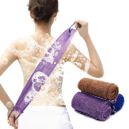 3 Pieces African Net Sponge with Handles Long African Exfoliating Net Washcloth Bath Sponge Net Cloth Wash Net Body Back Scrubber for Shower Loofah, 31.5x5.9 31.5" x 5.9" Blue*1 Brown*1 ruple*1.