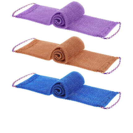 3 Pieces African Net Sponge with Handles Long African Exfoliating Net Washcloth Bath Sponge Net Cloth Wash Net Body Back Scrubber for Shower Loofah, 31.5x5.9 31.5" x 5.9" Blue*1 Brown*1 ruple*1.