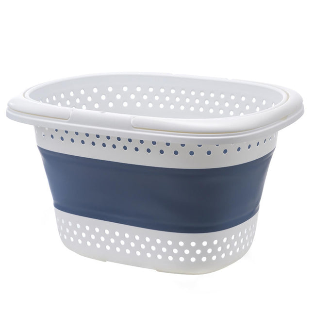 Collapsible Laundry Basket, Collapsible Laundry Basket with Handles, Foldable Laundry Basket Plastc,Pop Up Tall Storage Container/Organizer/Clothes Hamper for Laundry, 12.8x16.73x11.02 12.8" x 16.73" x 11.02" Blue.