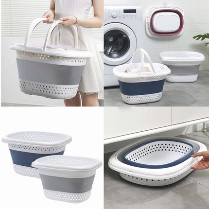 Collapsible Laundry Basket, Collapsible Laundry Basket with Handles, Foldable Laundry Basket Plastc,Pop Up Tall Storage Container/Organizer/Clothes Hamper for Laundry, 12.8x16.73x11.02 12.8" x 16.73" x 11.02" Blue.