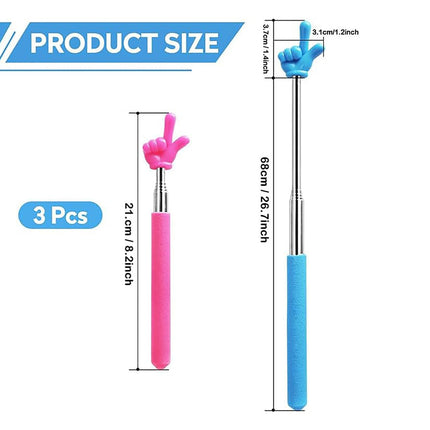 Retractable Teacher Pointer Sticks, 5 Colors Hand Pointer Stick, Student Finger Pointing Sticks, Extendable School Supplies for Reading, Classroom One Size Blue.