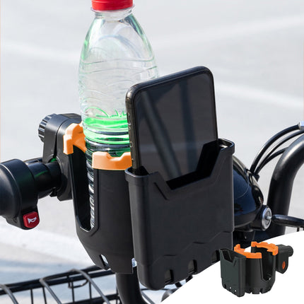 2-in-1 Adjustable Drink Holder,Universal Cup Holder with Cell Phone Holder,Large Diameter Design Bike Cup Holder for Wheelchair Walker Bike OG Orange.