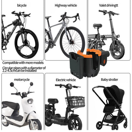 2-in-1 Adjustable Drink Holder,Universal Cup Holder with Cell Phone Holder,Large Diameter Design Bike Cup Holder for Wheelchair Walker Bike OG Orange.