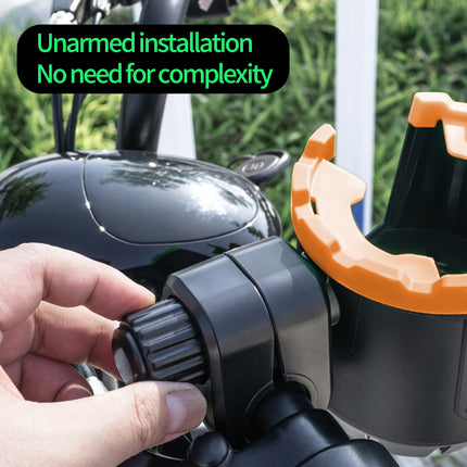 2-in-1 Adjustable Drink Holder,Universal Cup Holder with Cell Phone Holder,Large Diameter Design Bike Cup Holder for Wheelchair Walker Bike OG Orange.