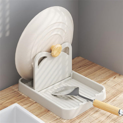 Silicone Spoon Rest with Lid, Heat-Resistant Foldable Utensil Holder for Spatulas, Kitchen Counter Organizer, Stove Top Safe Gray 7.28x5.51x4.13' 7.28" x 5.51" x 4.13" Gray.