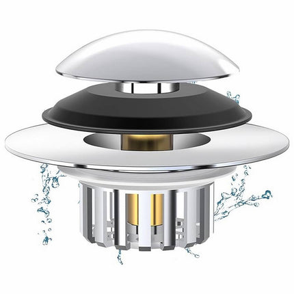 Universal Bath Drain Stopper and Cover, Bathtub Drain Stopper, Replaces Lift and Turn, Tip-Toe and Trip Lever drains for Tub, EZ Installation and Clearing, 1.4x2.0 1.4" x 2.0" Silver.