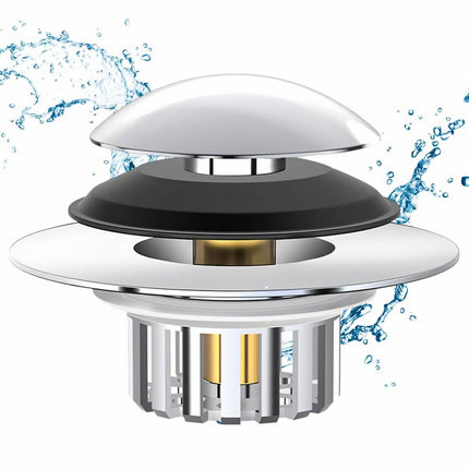 Universal Bath Drain Stopper and Cover, Bathtub Drain Stopper, Replaces Lift and Turn, Tip-Toe and Trip Lever drains for Tub, EZ Installation and Clearing, 1.4x2.0 1.4" x 2.0" Silver.