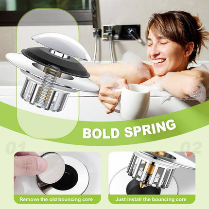 Universal Bath Drain Stopper and Cover, Bathtub Drain Stopper, Replaces Lift and Turn, Tip-Toe and Trip Lever drains for Tub, EZ Installation and Clearing, 1.4x2.0 1.4" x 2.0" Silver.