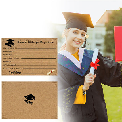 Graduation Advice And Well Wishes Cards For Graduates - Class Of 2025 Grad Cap & Diploma Fill-In Advice Cards For High School, College Grad Party Supplies (Retro Kraft Paper), 10 PCS, 6.1x4.13 6.1x4.13"*10 Coffee*10.