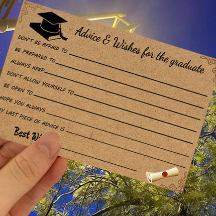 Graduation Advice And Well Wishes Cards For Graduates - Class Of 2025 Grad Cap & Diploma Fill-In Advice Cards For High School, College Grad Party Supplies (Retro Kraft Paper), 10 PCS, 6.1x4.13 6.1x4.13"*10 Coffee*10.