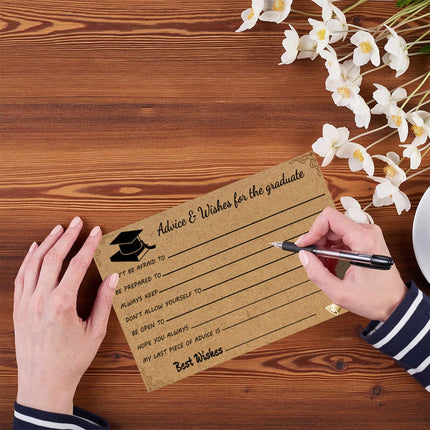 Graduation Advice And Well Wishes Cards For Graduates - Class Of 2025 Grad Cap & Diploma Fill-In Advice Cards For High School, College Grad Party Supplies (Retro Kraft Paper), 10 PCS, 6.1x4.13 6.1x4.13"*10 Coffee*10.