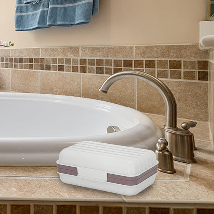 Bar Soap Holder Dish 1 Pack for Shower, Travel Soap Case with Lid for Gym, Camping Essentials, Travel Size Toiletries, Portable, Leakproof 4.72" x 2.99" x 1.97" White.