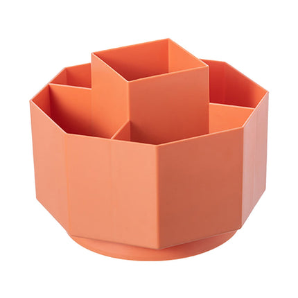 Large Capacity Rotating Pen Holder, Desktop Organizer for Office Supplies, Cosmetics Brushes, 5-Slot Plastic Storage Basket for Desk, Dorm, Kitchen Counter White 5.51x5.51x4.52' 5.51" x 5.51" x 4.52" Orange.