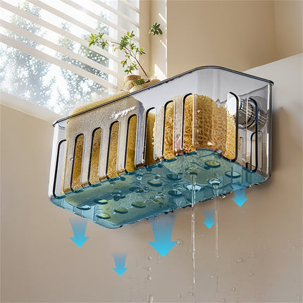 Kitchen Sponge Holder with Suction Cups, Removable Sink Caddy Organizer for Brushes, Dishcloths, Stainless Steel Drain Rack for Countertops Clear2 3.43x7.48' 3.43" x 7.48" Clear2.