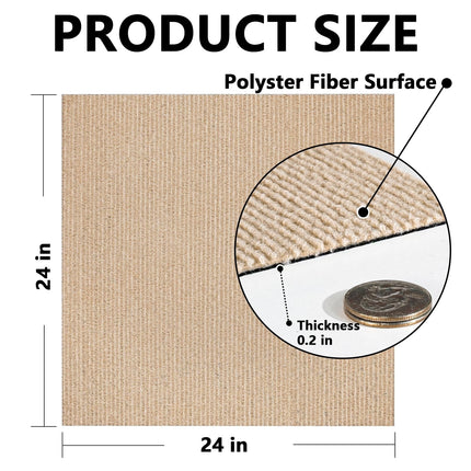 Carpet Tiles Peel and Stick, Self Adhesive Carpet Floor Tile, Anti-Slip Squares Soft Padded Carpet Tiles for Kitchen Bedrooms Indoor Outdoor（24" x 24"） 24" x 24" Brown.