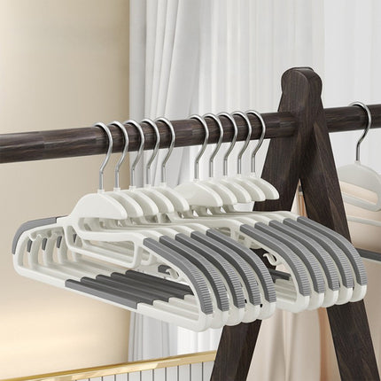 Clothes Hangers Plastic, Sweater Hanger with 360° Swivel Hook, No Slip Hangers Wind Proof, Hanger Space-Saving, No Shoulder Bump Hangers Gray.