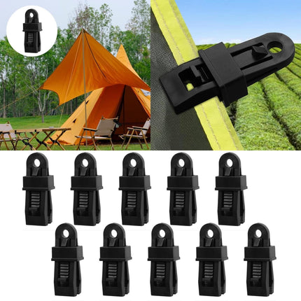 Tarp Clips Heavy Duty Lock Grip,Tarp Clamps for Cover Awnings, Outdoor Camping, Caravan Canopies, Car Covers, 10 PCS Per Pack (Black) 0.98x0.86x3.18 0.98" x 0.86" x 3.18" Black.