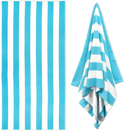 Large Oversized Beach Towel - Big Size Cotton 35 x 70 Inch Striped Pool Towel, Large Cabana Soft Swimming Towel for Adult Men Women, (Light Blue) 35" x 70" Light Blue.