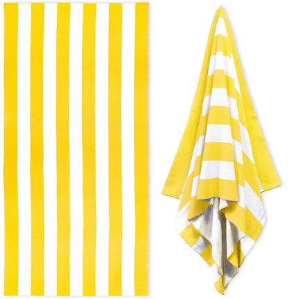 Large Oversized Beach Towel - Big Size Cotton 35 x 70 Inch Striped Pool Towel, Large Cabana Soft Swimming Towel for Adult Men Women, (Light Blue) 35" x 70" Yellow.