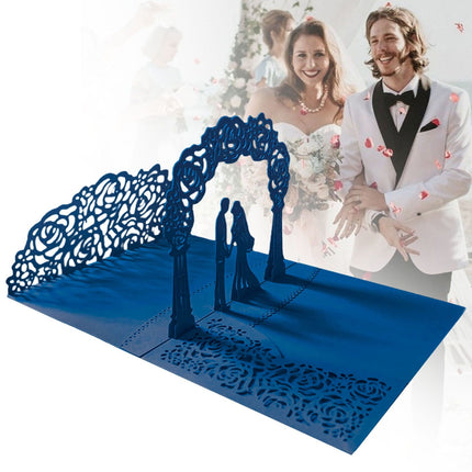 Wedding Cards for Bride and Groom - Pop-Up Congratulations Card with Money Holder for Cash Gift – Elegant Marriage Card for Son & Daughter in Law (Dark Blue) 5.12x7.09 5.12" x 7.09" White.