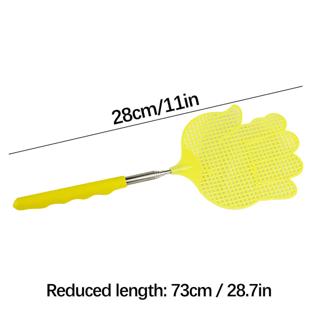 Extendable Fly Swatter, Stainless Steel Fly Swatter, Hand Fly Swatters with Rubber Handle,Retractable Stainless Steel Fly Swatter Yellow.