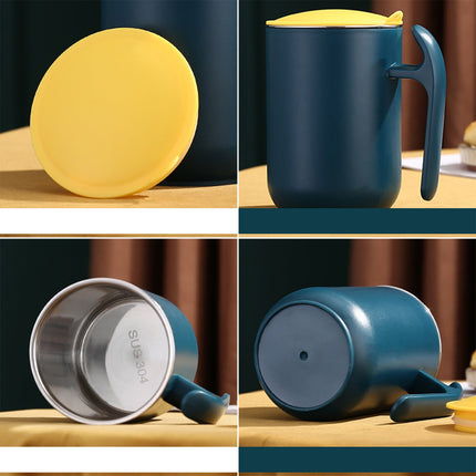 Spill-Proof Cup for Elderly, Stainless Steel Convalescent No-Spill Feeding Cup with Handle for Seniors & Adults & Maternity, Drinking Cup for Safe Hydration (Blue) 2.75x4.92 2.75" x 4.92" Green.