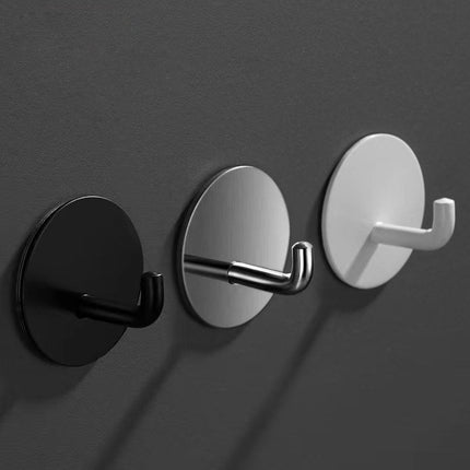 Adhesive Hooks Heavy Duty Waterproof in Shower Hooks for Hanging Loofah, Towels Clothes for Bathroom Removable Stainless Steel Brush Nickel Adhesive Wall Hooks 4 Pcs (Sliver) 1.8x1.8 1.8" x 1.8" Black.