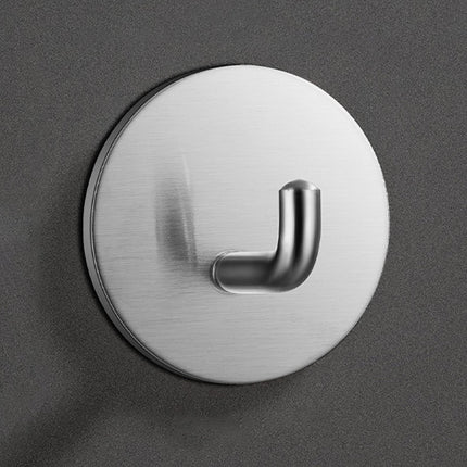 Adhesive Hooks Heavy Duty Waterproof in Shower Hooks for Hanging Loofah, Towels Clothes for Bathroom Removable Stainless Steel Brush Nickel Adhesive Wall Hooks 4 Pcs (Sliver) 1.8x1.8 1.8" x 1.8" Silver.