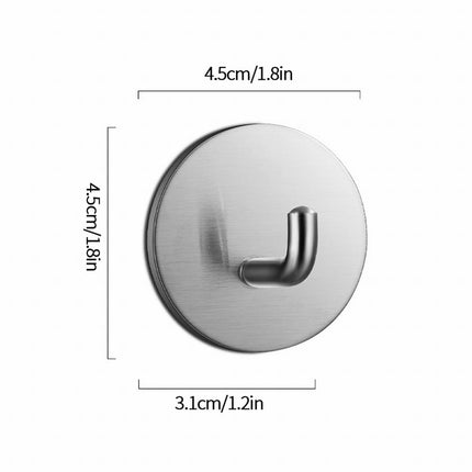 Adhesive Hooks Heavy Duty Waterproof in Shower Hooks for Hanging Loofah, Towels Clothes for Bathroom Removable Stainless Steel Brush Nickel Adhesive Wall Hooks 4 Pcs (Sliver) 1.8x1.8 1.8" x 1.8" Silver.