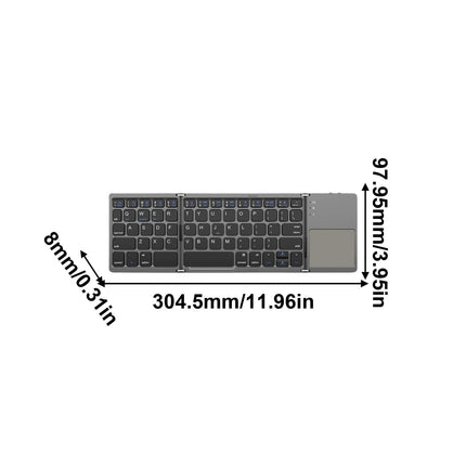 Tri-Folding Bluetooth Keyboard,Wireless Portable Foldable Bluetooth Keyboard for Travel, Keyboard with Touchpad, Rechargeable Multi-Device Small Keyboard for Laptop Tablet PC Smartphone A.