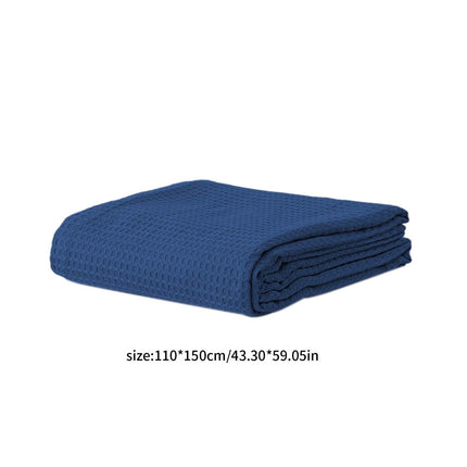 Lightweight Waffle Weave Blanket Queen Size, Breathable & Ultra Soft, 43.30"x 59.05" Soft & Cozy Thin Blanket, Perfect for Summer & Hot Sleepers, Bed, Home Decor - Mediterranea (Blue) 43.30" x 59.05" Blue.