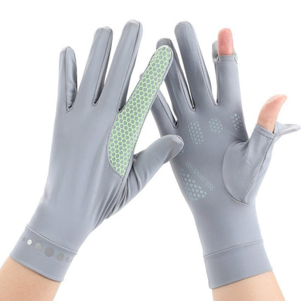 Mens Women Driving Gloves Summer UV Sun Protection Gloves Non-Slip Touchscreen Ice-Silk Sunblock Gloves for Cycling Riding One Size Grey.