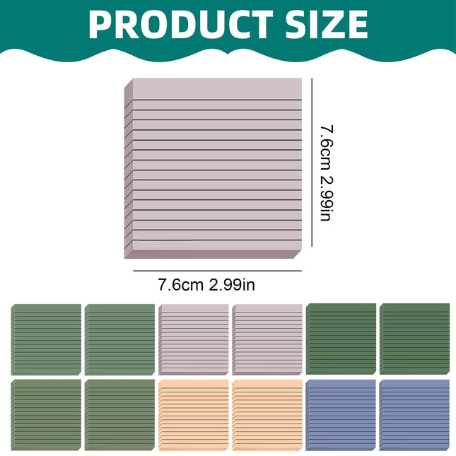 Lined Sticky Notes 3x3 Inches, Light Purple Black Ruled Self-Stick Pads, Easy to Post for Home, Office, Notebook, 1 Pack (30 Sheets/Pad) Green3 3" x 3" Beige.