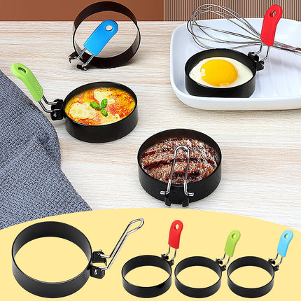 CCMAOLU Egg Rings with Silicone Handle, Pancake Mold for English Muffins & Breakfast Sandwiches, Non-Stick Cooking Rings for Eggs, Mini Omelets, Safe for Dishwasher & Camping, Oil Resistant Green.