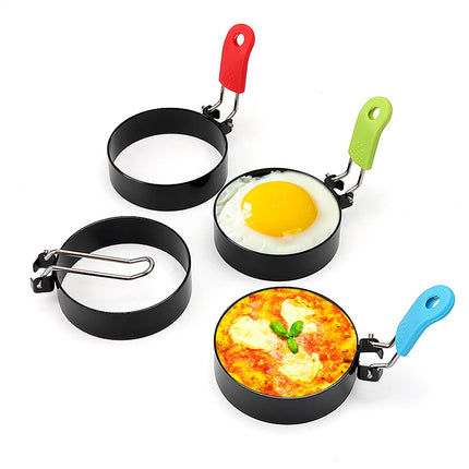 CCMAOLU Egg Rings with Silicone Handle, Pancake Mold for English Muffins & Breakfast Sandwiches, Non-Stick Cooking Rings for Eggs, Mini Omelets, Safe for Dishwasher & Camping, Oil Resistant Green.
