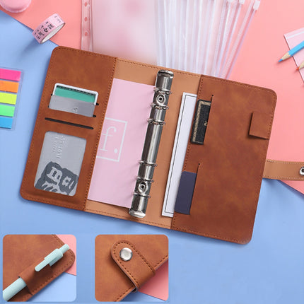 A6 PU Leather Notebook Binder Planner Budget Organizer Round Ring Binder Cover Magnetic Personal Planner Binder with 12 Binder Pocket Binder Zipper Folder for Bill Planner (Red) 4.92x7.48 4.92" x 7.48" Red.