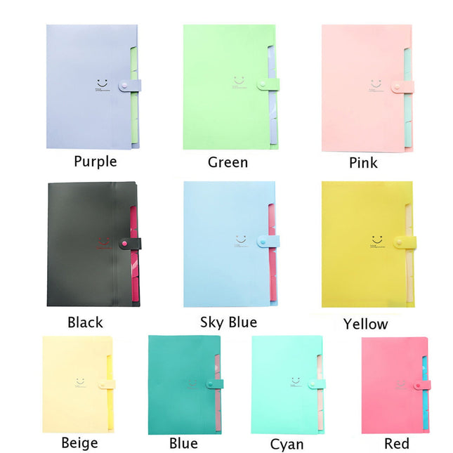 5 Pocket Accordion File Organizer - Letter Size Expanding Folder, Back to School Portable Document Manager for Receipts & Homework Pink(Beige,12.6x9.29x0.75") Beige.