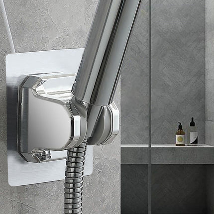 Shower Head Holder Strong Adhesive, No Drilling Wall Mount Adjustable Handheld Showerhead Bracket for RV Bathroom Shower, Fix Firmly and Use Conveniently (Silver) 3.93x2.95 3.93" x 2.95" Silver.