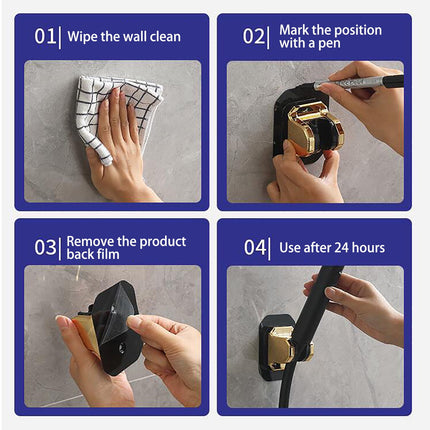 Shower Head Holder Strong Adhesive, No Drilling Wall Mount Adjustable Handheld Showerhead Bracket for RV Bathroom Shower, Fix Firmly and Use Conveniently (Silver) 3.93x2.95 3.93" x 2.95" Silver.
