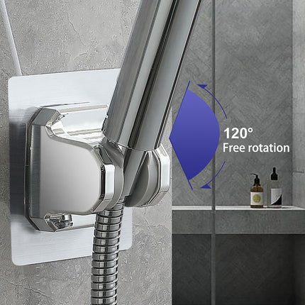 Shower Head Holder Strong Adhesive, No Drilling Wall Mount Adjustable Handheld Showerhead Bracket for RV Bathroom Shower, Fix Firmly and Use Conveniently (Silver) 3.93x2.95 3.93" x 2.95" Silver.