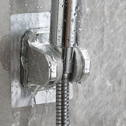 Shower Head Holder Strong Adhesive, No Drilling Wall Mount Adjustable Handheld Showerhead Bracket for RV Bathroom Shower, Fix Firmly and Use Conveniently (Silver) 3.93x2.95 3.93" x 2.95" Silver.